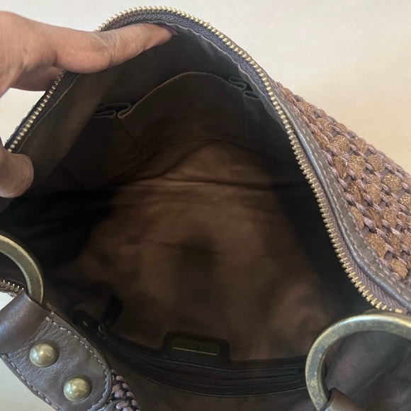 Isabella Fiore Braided Brown Leather Hobo Bag Studded Beautiful Very Good Cond - Picture 9 of 11